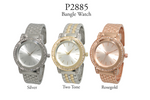 Load image into Gallery viewer, 6 Rhinestones & Metal Cuff Bangle Watch