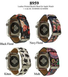 6 Printed Classic Faux Leather Buckle Apple Watch Band