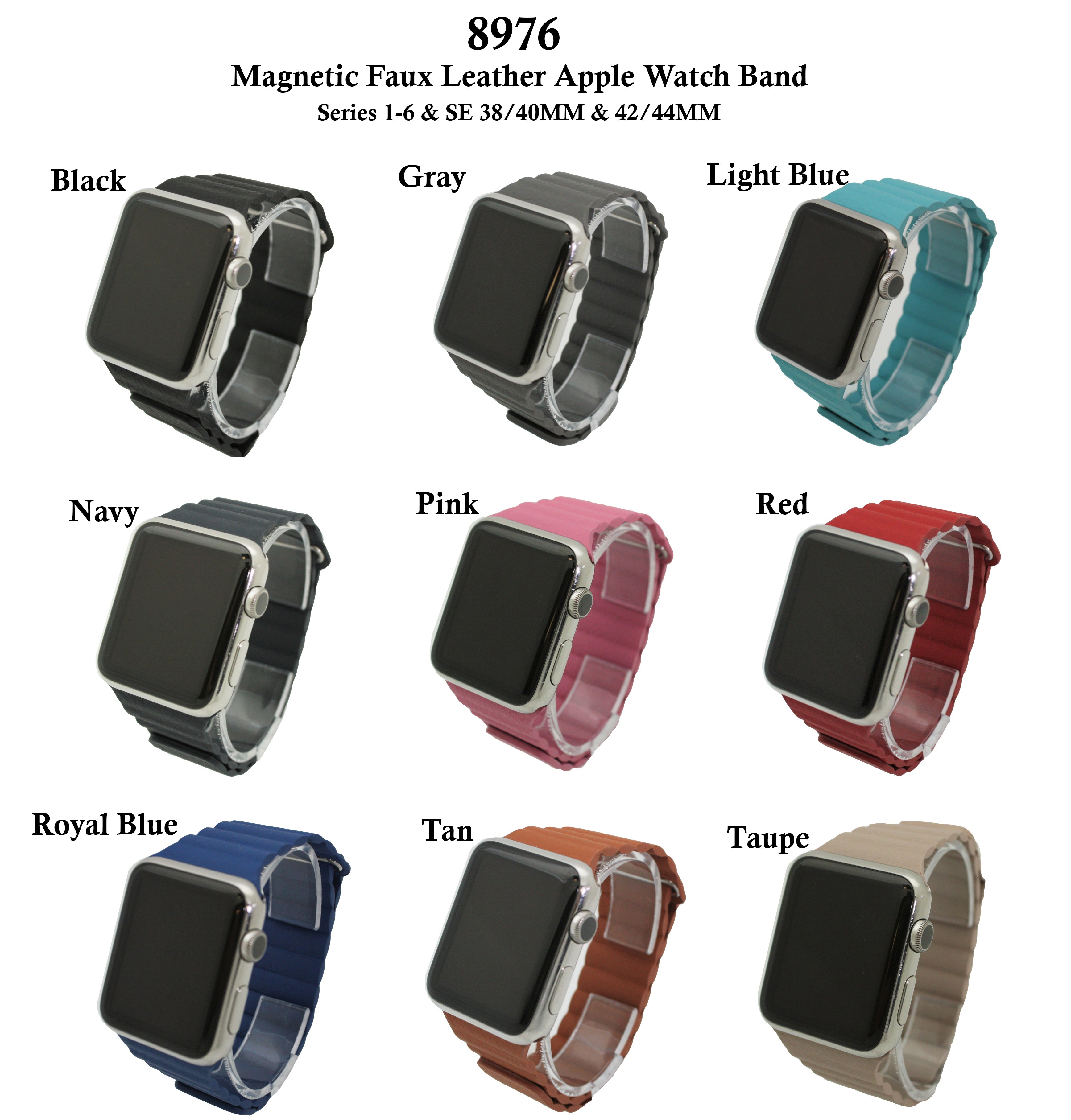 6 Faux Leather Magnetic Apple Watch Band