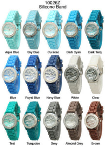 6 Geneva Silicon Strap Band Watches w / rhinestones