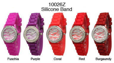 6 Geneva Silicon Strap Band Watches w / rhinestones