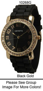 Load image into Gallery viewer, 6 Geneva Silicone Strap Band Watches w/Rhinestones
