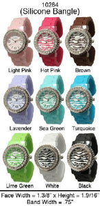 6 Geneva Silicone Bangle Cuff Watches