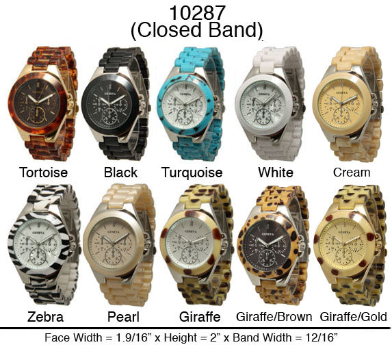 6 Geneva Plastic Link Closed Band Watches