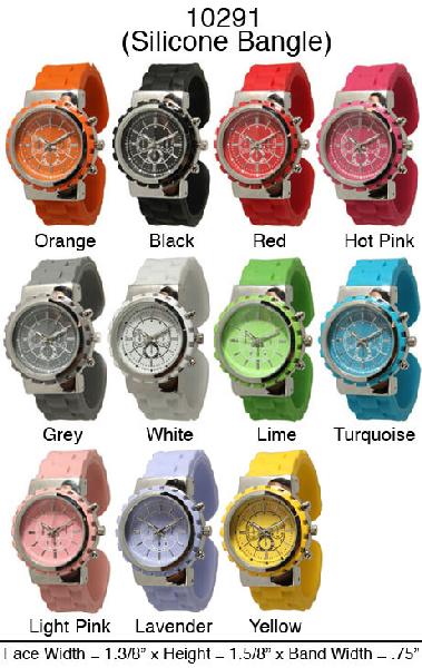 6 Geneva Silicone Bangle Watches
