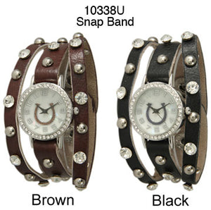 6 Leather Snap Band Watches