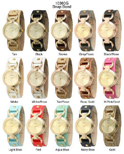 6 Geneva Snap Band Watches