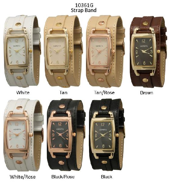 6 Geneva Snap Band Watches