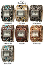 Load image into Gallery viewer, 6 Geneva Leather Snap Band Watches
