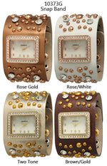 Load image into Gallery viewer, 6 Geneva Leather Snap Band Watches
