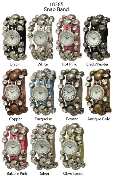 6 Geneva Snap Band Watches