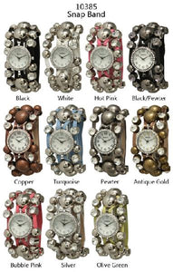 6 Geneva Snap Band Watches