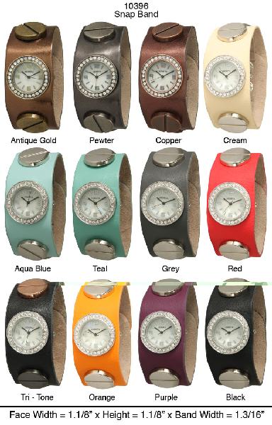 6 Geneva Snap Band Watches