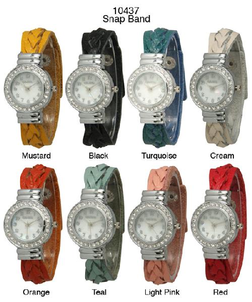 6 Geneva Snap Band Watches