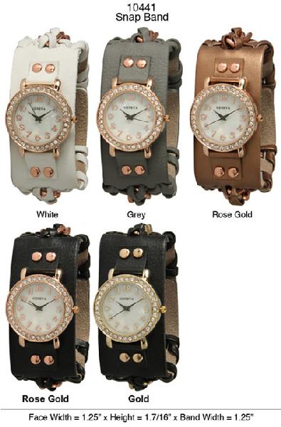 6 Geneva Snap Band Watches