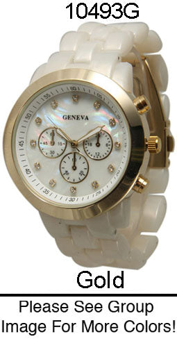 6 Geneva Plastic Link Closed Band Watches