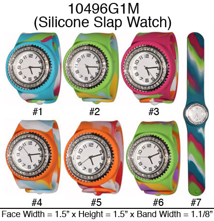 6 Silicone Slap Band Watches