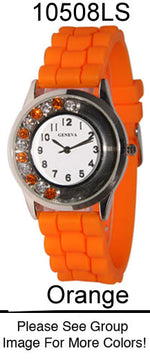 Load image into Gallery viewer, 6 Geneva Silicone Style Watches w/rhinestones
