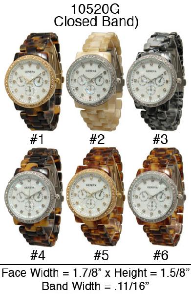 6 Geneva Plastic Link Closed Band Watches