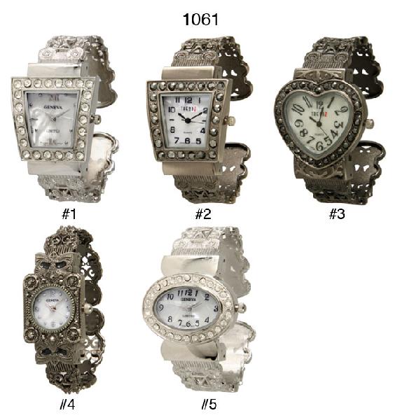 6 marcasite cuff watches
