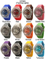 Load image into Gallery viewer, 6 Geneva Flashing Light Silicone Band Watches
