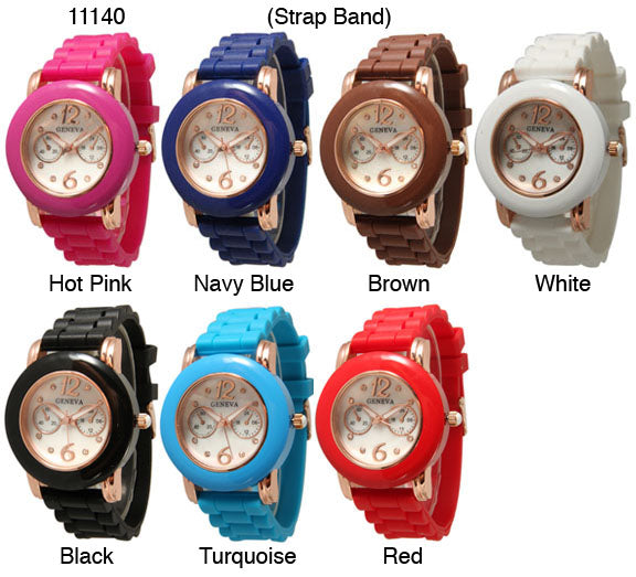 6 Geneva Silicone Strap Band Watches