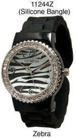 Load image into Gallery viewer, 6 Geneva Silicone Bangle Watches w/Rhinestones
