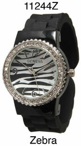 6 Geneva Silicone Bangle Watches w/Rhinestones