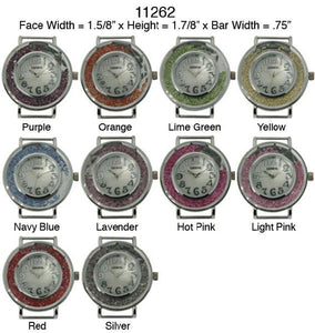 6 Solid Bar Watch Faces/w Floating Glitter