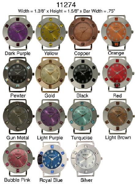 6 Solid Bar Watch Faces/W Rhinestones