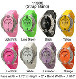 Load image into Gallery viewer, 6 Geneva Silicone Strap Band Watches w/Rhinestones
