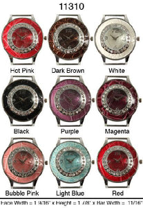 6 Solid Bar Watch Faces W/Rhinestone