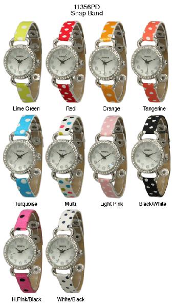 6 Geneva Snap Band Watches