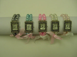 12 Slim Pearl Stretch Bracelet Watches