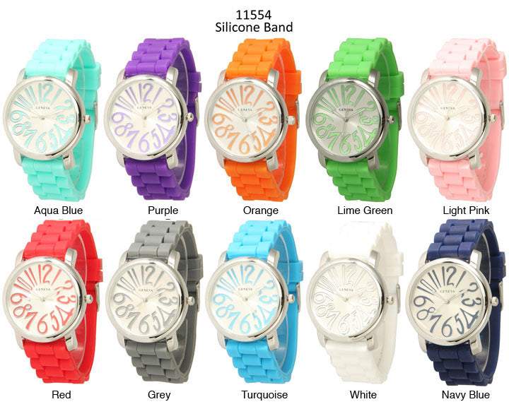 6 Geneva Silicone Band Watches