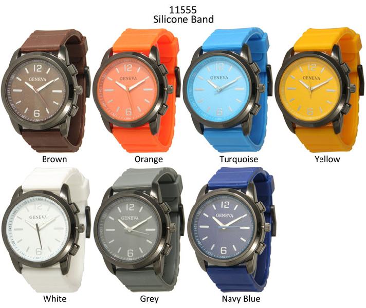 6 Geneva Silicone Band Watches