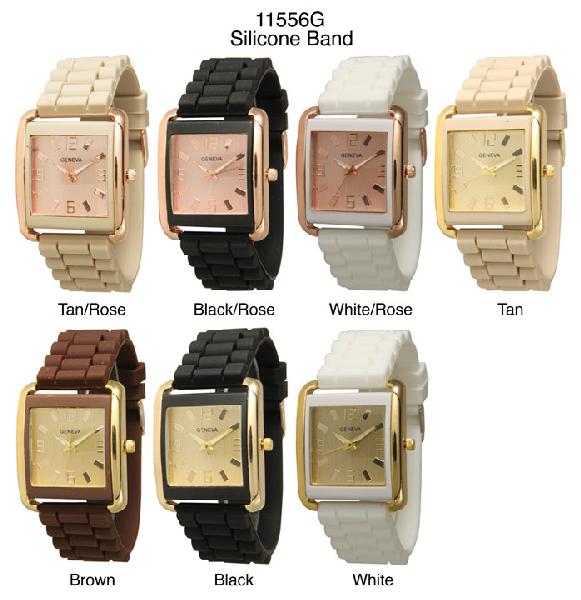 6 Geneva Silicone Band Watches