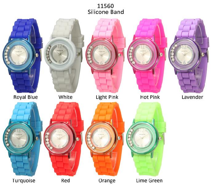 6 Geneva Silicone Band Watches