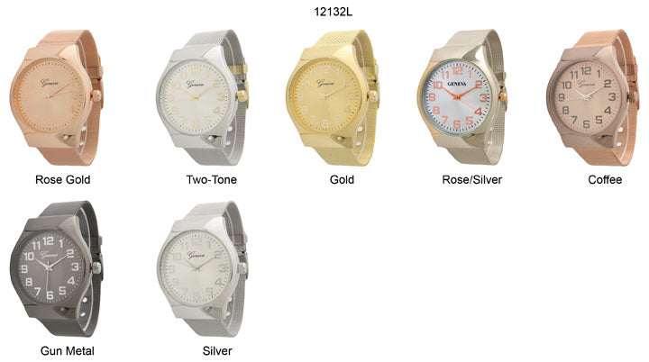 6 Geneva Mesh Band Watches