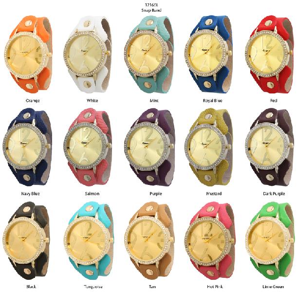 6 Geneva Snap Band Watches