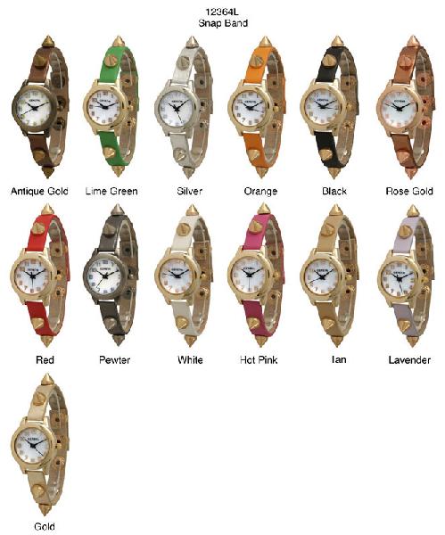 6 Geneva Snap Band Watches