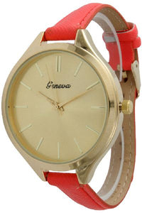6 Geneva Faux Leather Band watches