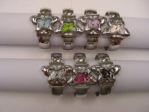 12 Rhinestone Butterfly Bangles with Color Dial