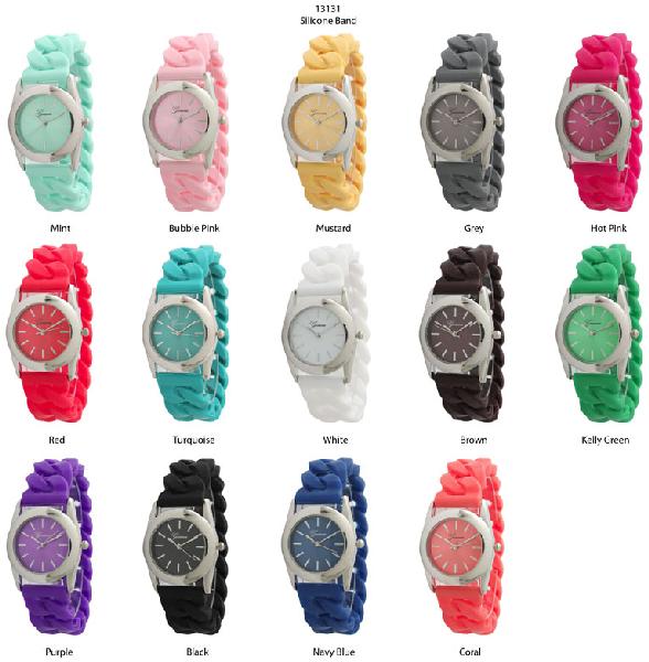 6 Geneva Silicone Band Watches