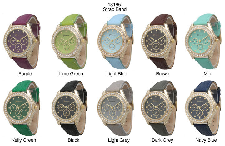 6 Geneva Strap Band Watches