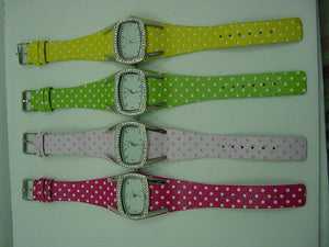 12 Polka Dot Leather Band with Rhinestones