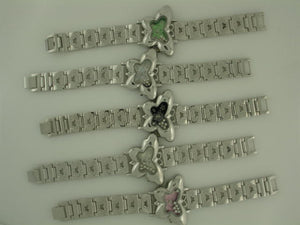 6 Metal Bracelet Watches with Rhinestones