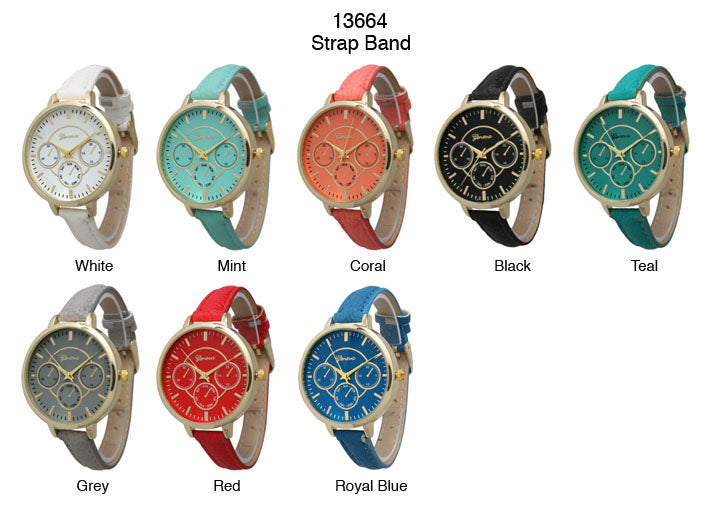 6 Geneva Strap Band Watches