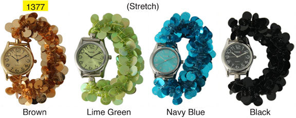 12 Sequin Disc Strech Watches with Matching Dial