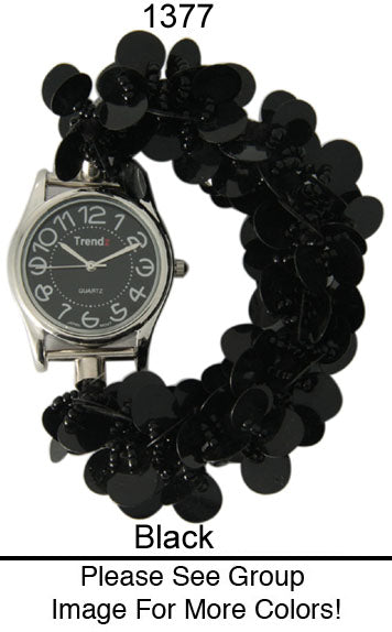 12 Sequin Disc Strech Watches with Matching Dial